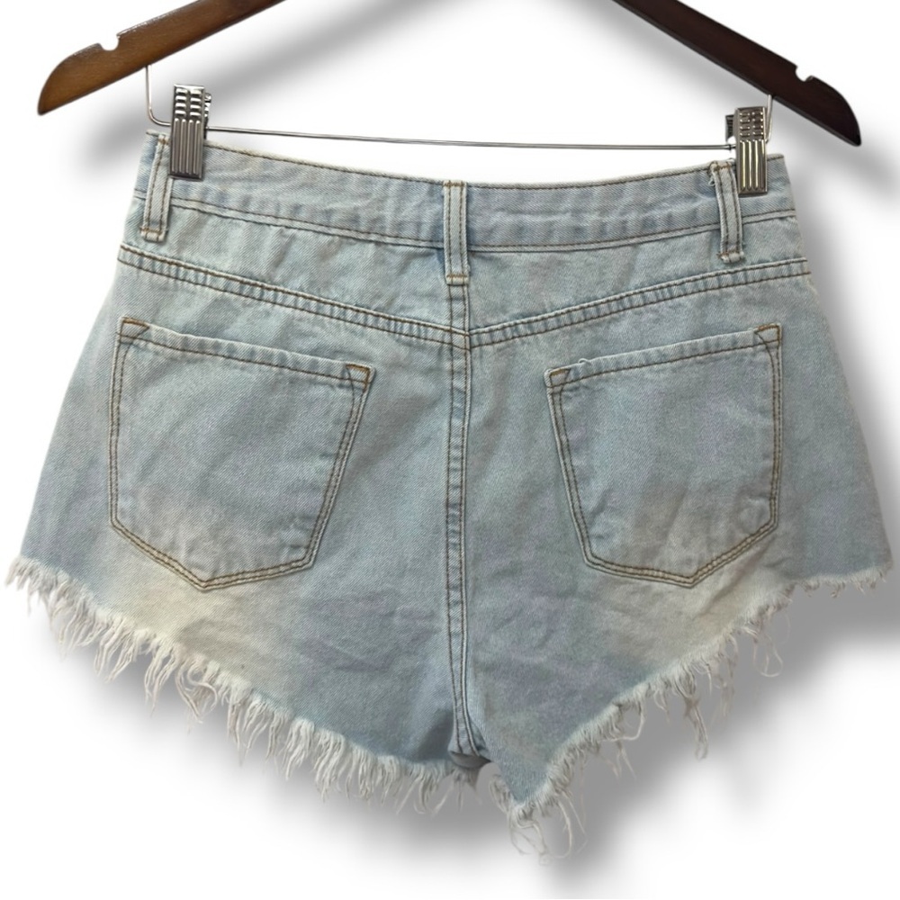 SHEIN | EUC Light Blue High-Waist Distressed Denim Shorts (size S) - Picture 3 of 7